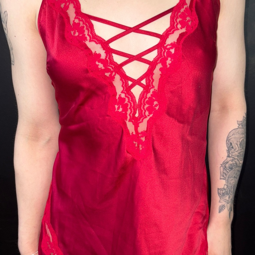 Victoria's Secret Red Lace Slip Dress